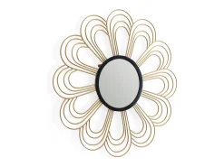 Les Tendances Espejo de pared de diseño SUNA en metal y negro - Ø 81 cm Dorado Best
