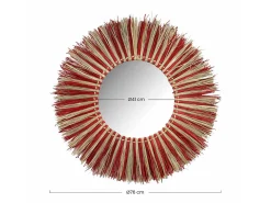 THINIA HOME Espejo de Pared en Algas Marinas Redondo Meer Ø76cm Rojo