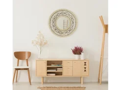 THINIA HOME Espejo De Pared|Espejo-Espejo de Pared en Algas Marinas Redondo Bask Natural Ø55cm Beige