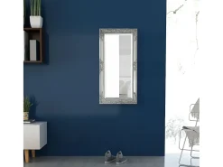 Espejo de pared estilo barroco 100x50 cm Plata Plateado Discount