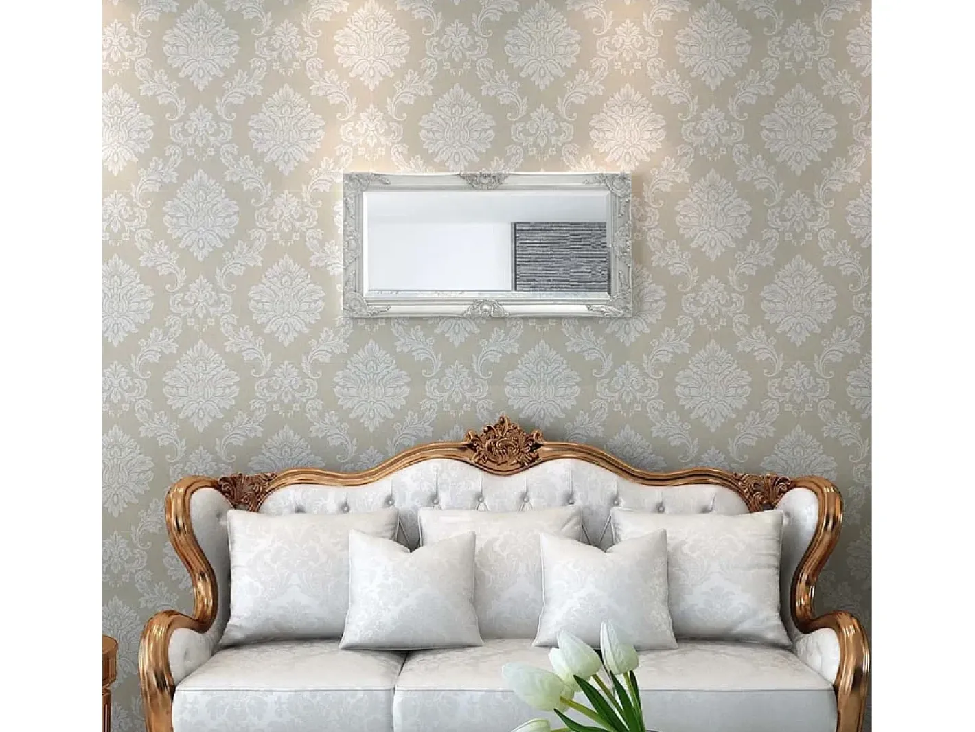 Espejo de pared estilo barroco 100x50 cm Plata Plateado Discount