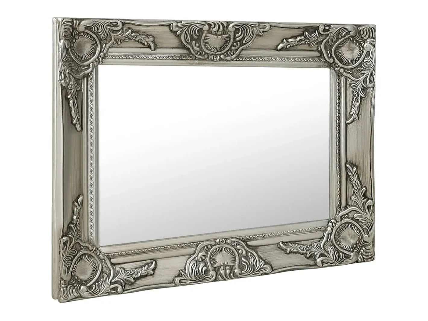 Espejo De Pared|Espejo-Espejo de pared estilo barroco 50x40 cm Plata Plateado
