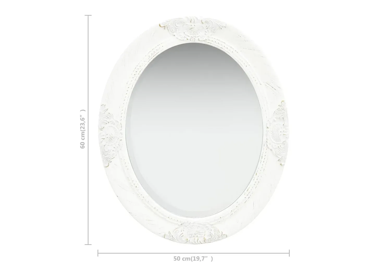 New Espejo de pared estilo barroco 50x60 cm Blanco