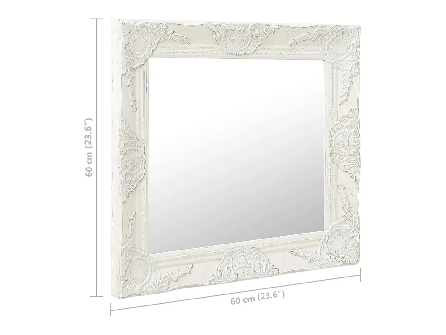 Clearance Espejo de pared estilo barroco 60x60 cm Blanco