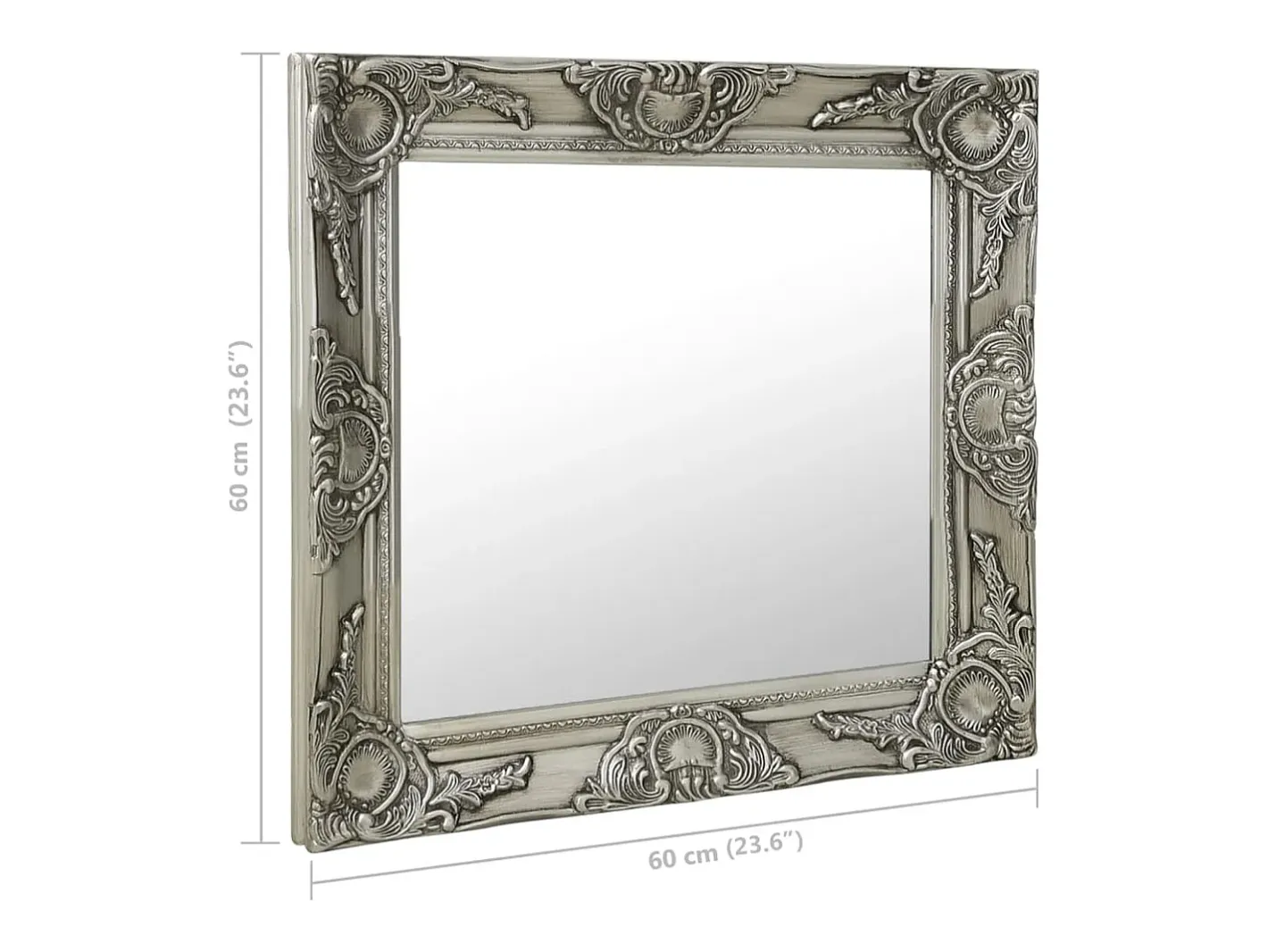 Best Espejo de pared estilo barroco 60x60 cm Plata Plateado