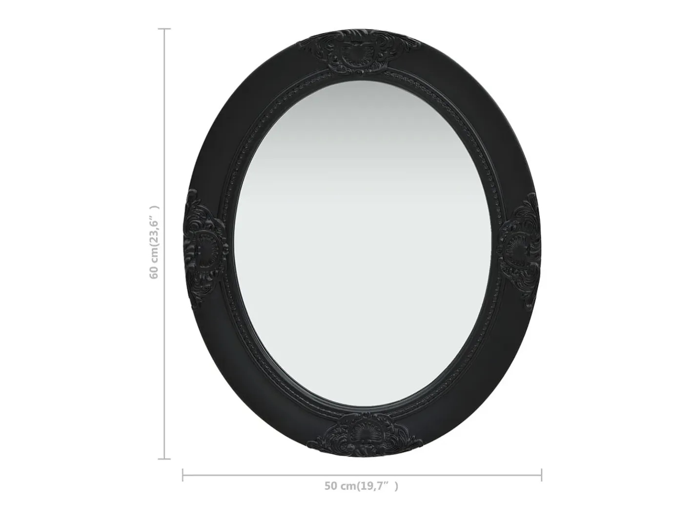 Espejo De Pared|Espejo-Espejo de pared estilo barroco 50x60 cm Negro