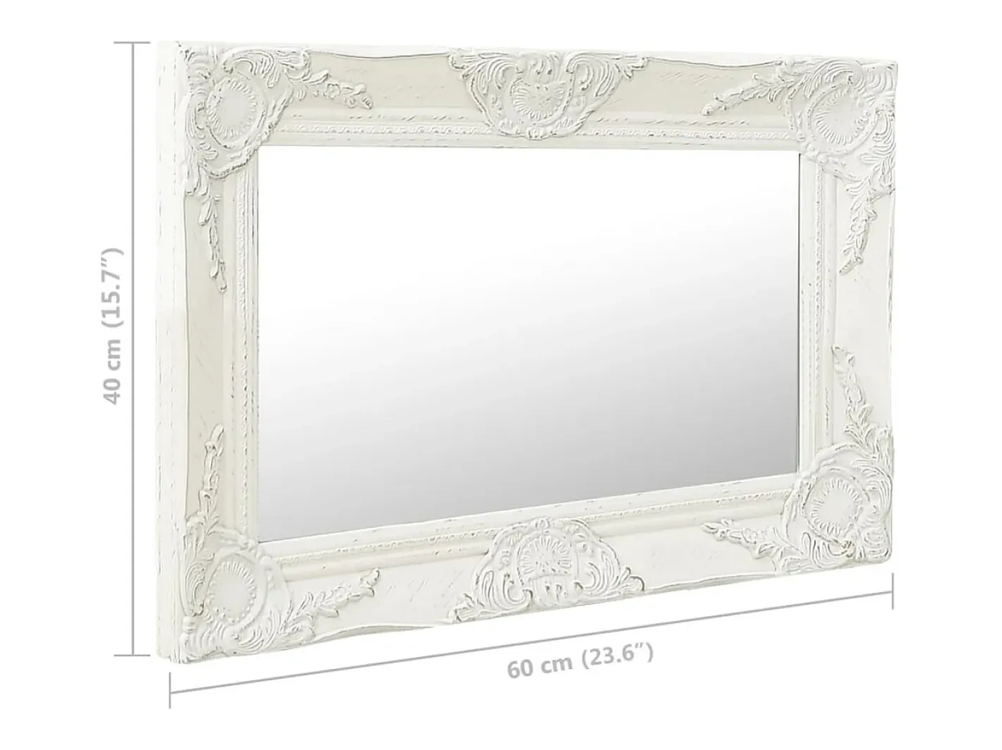 Espejo De Pared|Espejo-Espejo de pared estilo barroco 60x40 cm Blanco