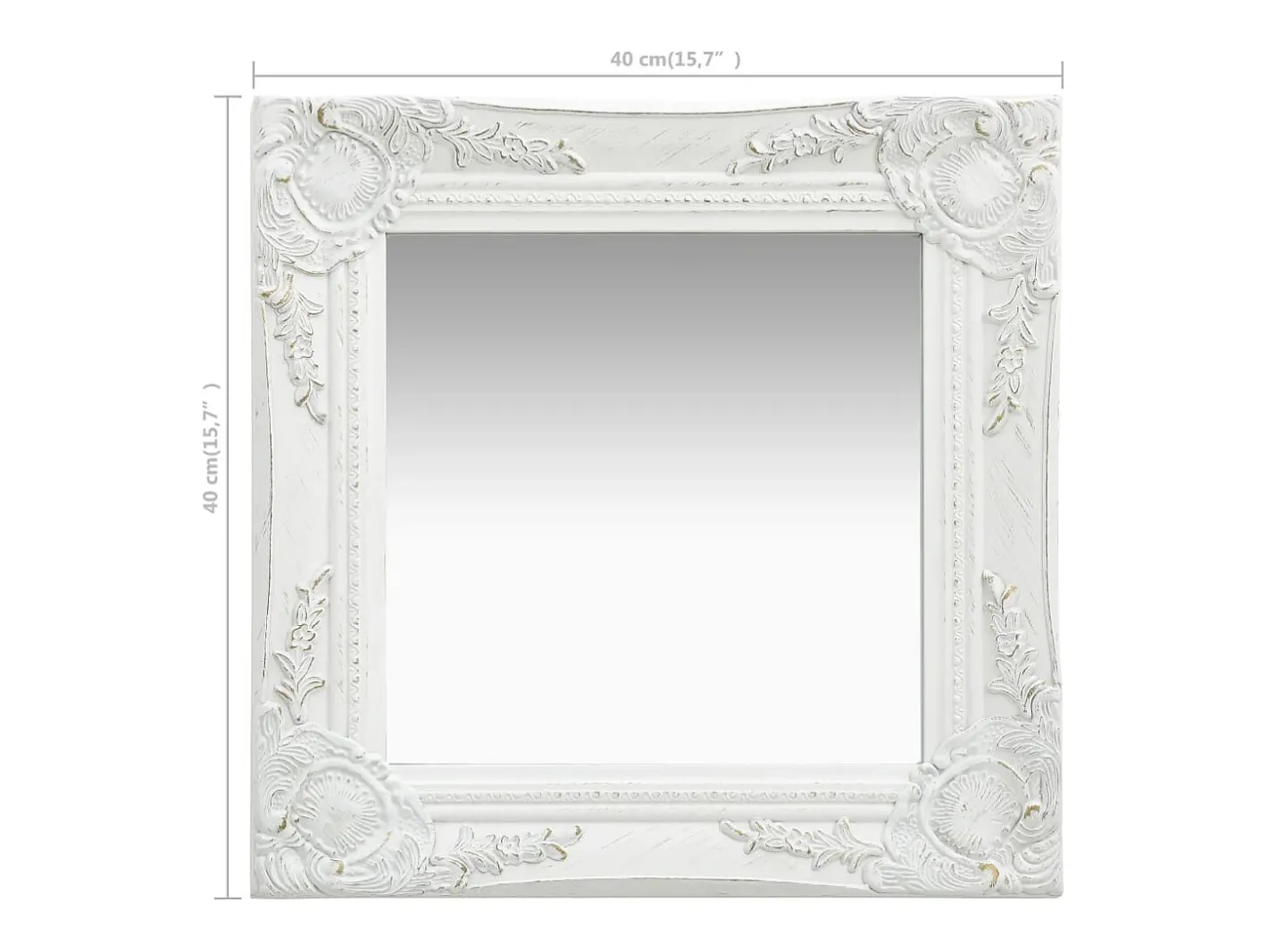 Espejo De Pared|Espejo-Espejo de pared estilo barroco 40x40 cm ES342150 Blanco