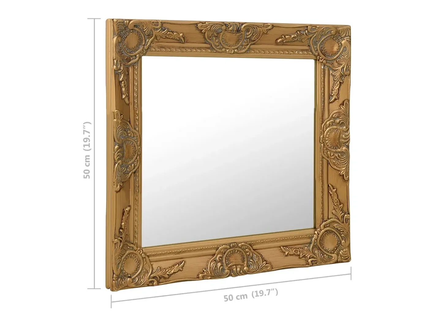 Espejo De Pared|Espejo-Espejo de pared estilo barroco 50x50 cm Dorado