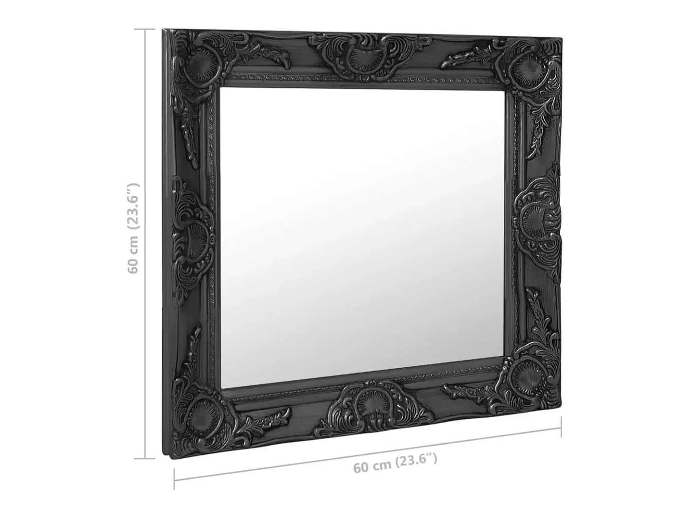 Espejo De Pared|Espejo-Espejo de pared estilo barroco 60x60 cm Negro