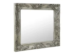 Espejo De Pared|Espejo-Espejo de pared estilo barroco 50x50 cm Plata Plateado