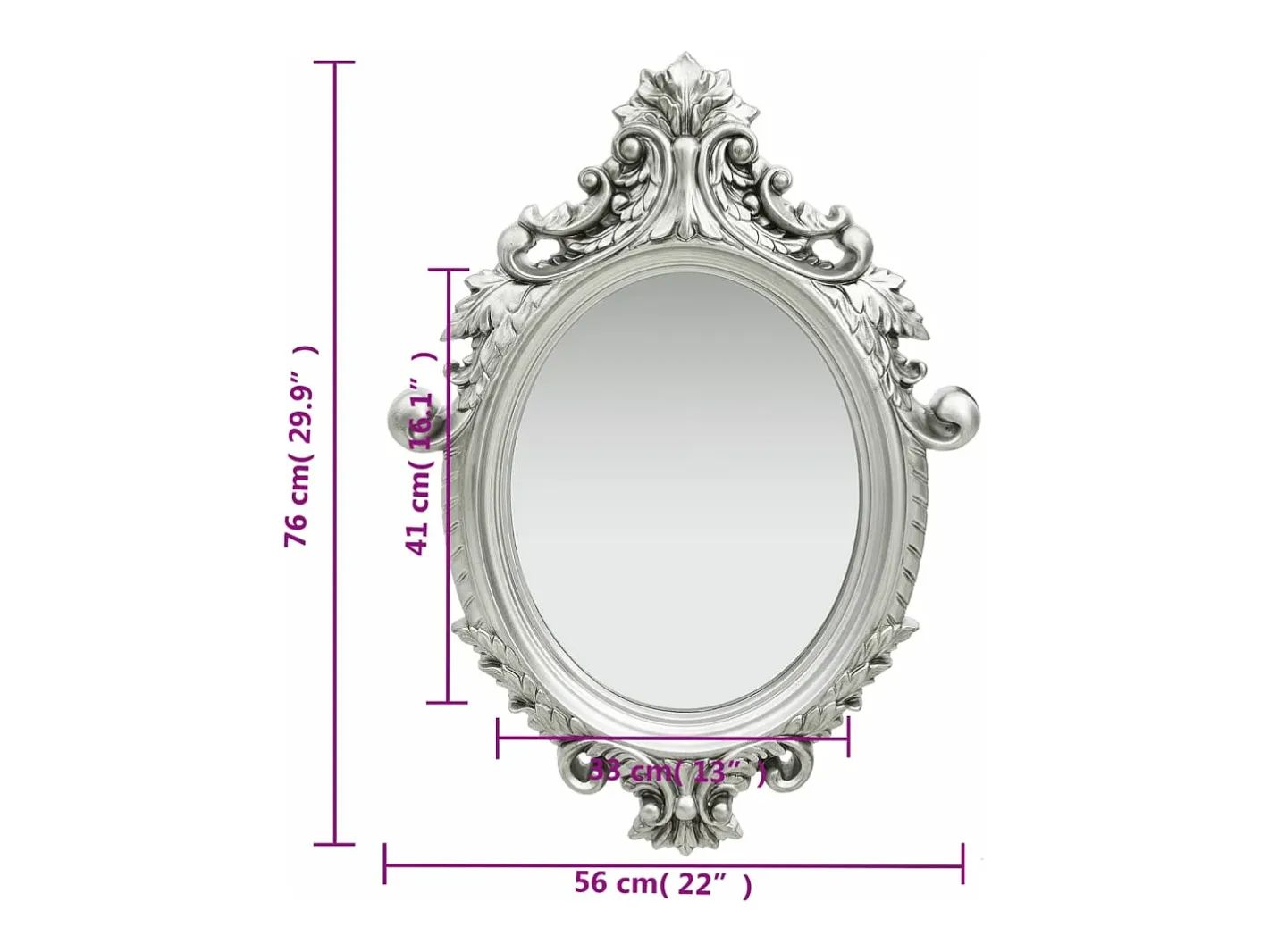 Outlet Espejo de pared estilo castillo 56x76 cm ES438882 Plateado