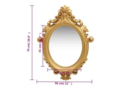 Espejo De Pared|Espejo-Espejo de pared estilo castillo 56x76 cm ES871981 Dorado