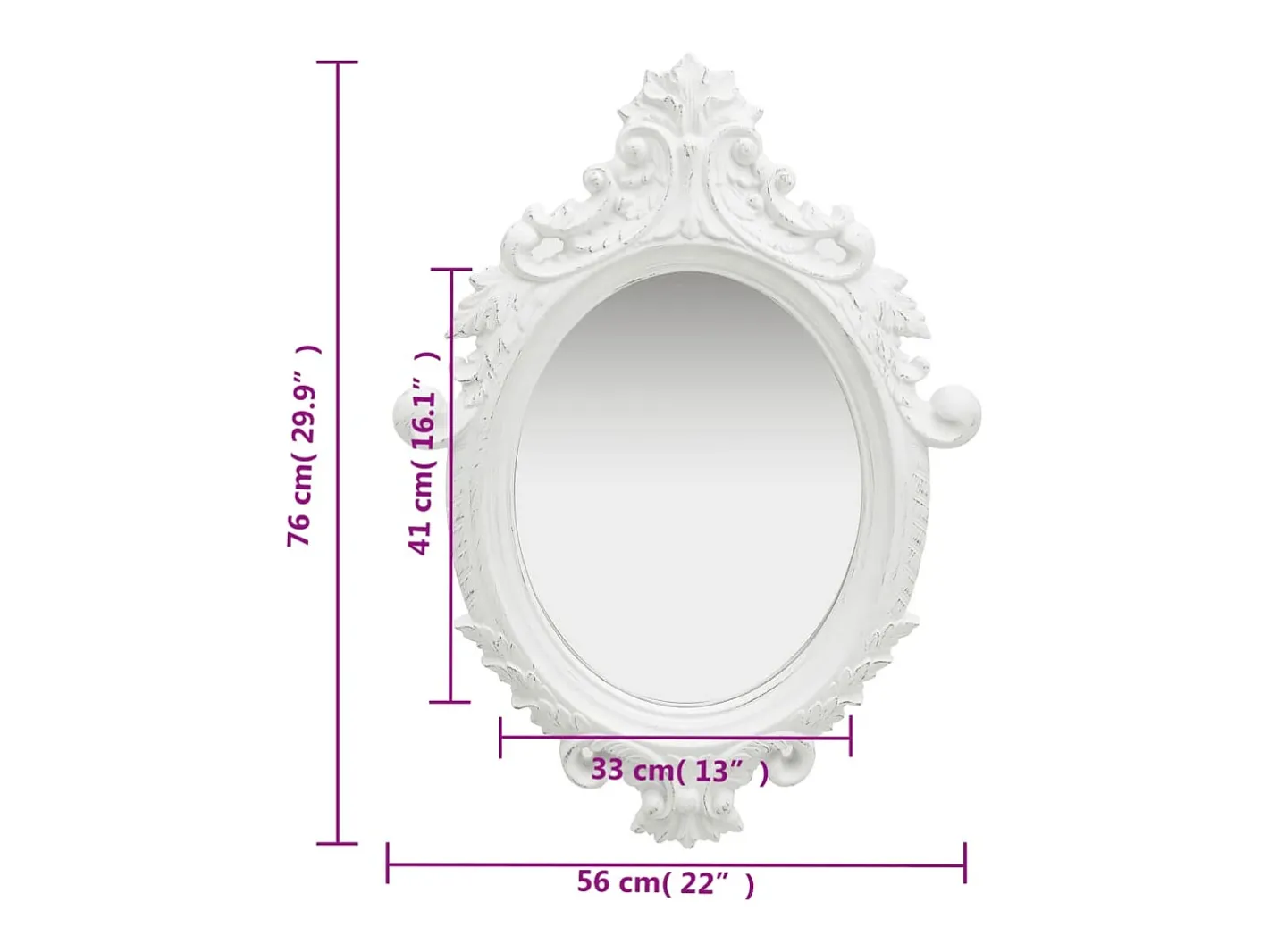 Espejo De Pared|Espejo-Espejo de pared estilo castillo 56x76 cm ES613790 Blanco