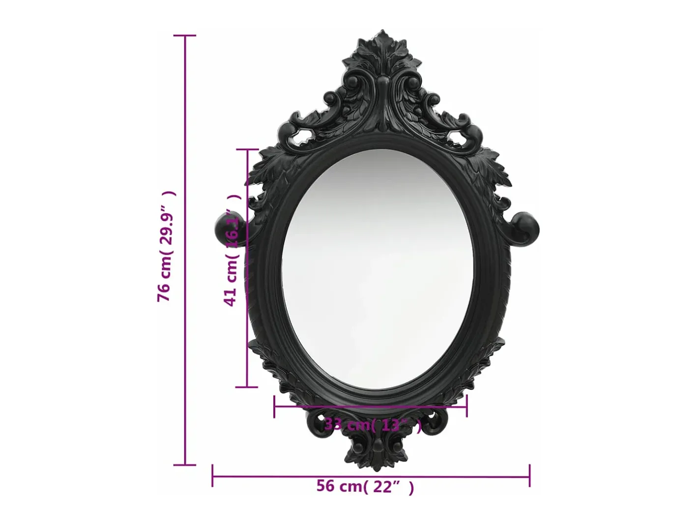 Sale Espejo de pared estilo castillo 56x76 cm ES329531 Negro