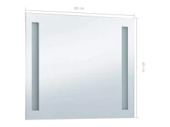 Espejo de pared LED para baño 80x60 cm Plateado Sale