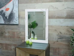 MCW Espejo de pared -L86, aspecto mármol blanco Gris / Blanco Outlet