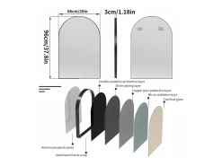 Fativo Espejo de pared moderno, diseño vertical u horizontal espejo 66x96cm Negro Hot