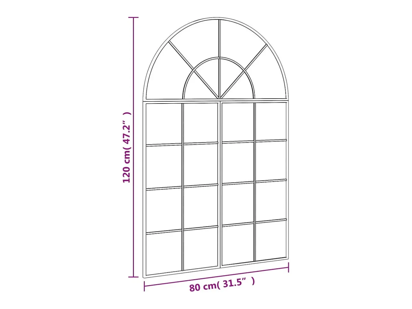 Espejo de pared 80x120 cm arco de hierro Negro Best