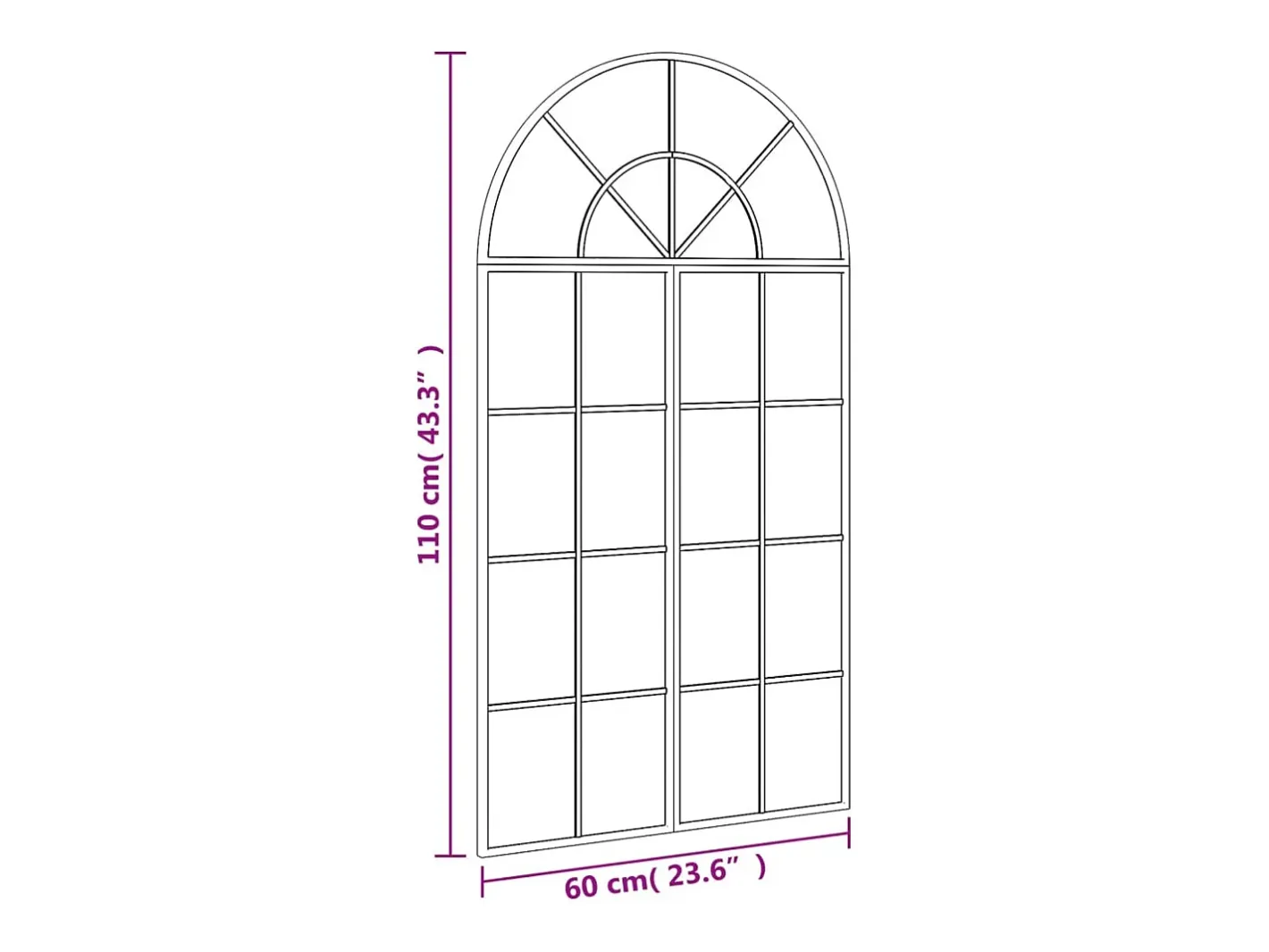 Espejo de pared 60x110 cm arco de hierro Negro Clearance
