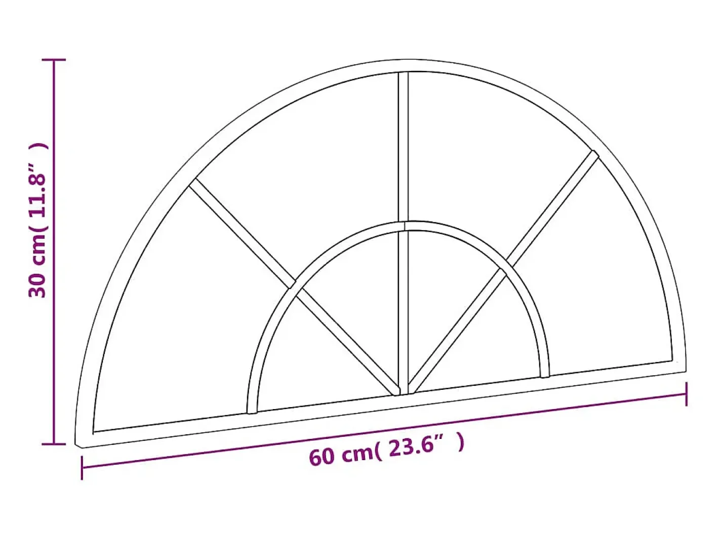 Espejo De Pared|Espejo-Espejo de pared 60x30 cm arco de hierro Negro