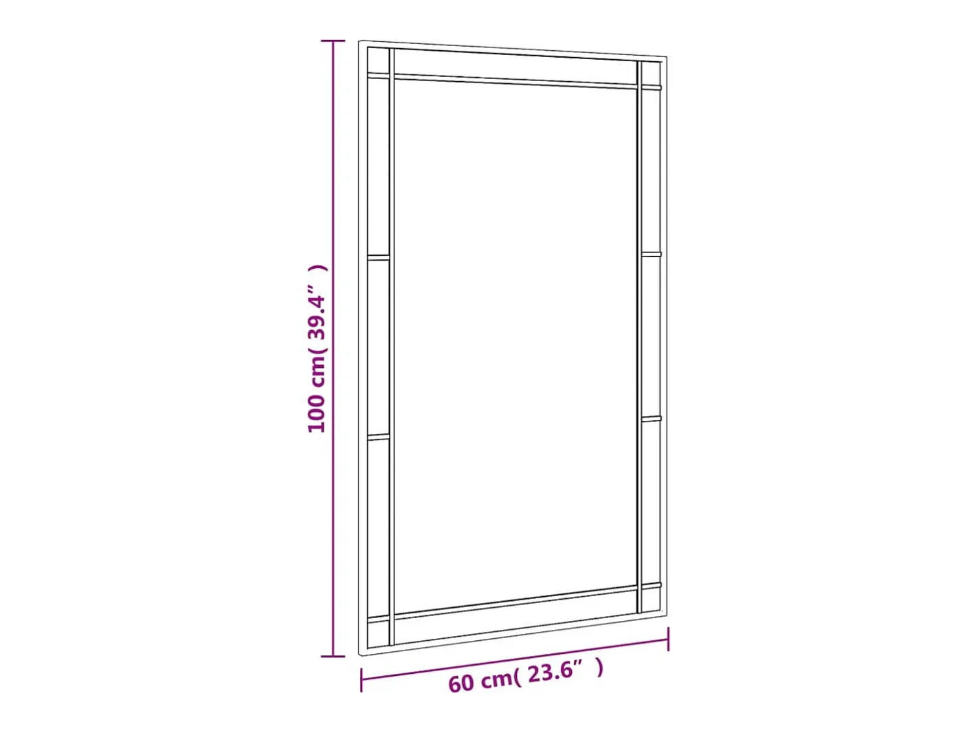 Espejo de pared 60x100 cm rectangular hierro Negro Clearance