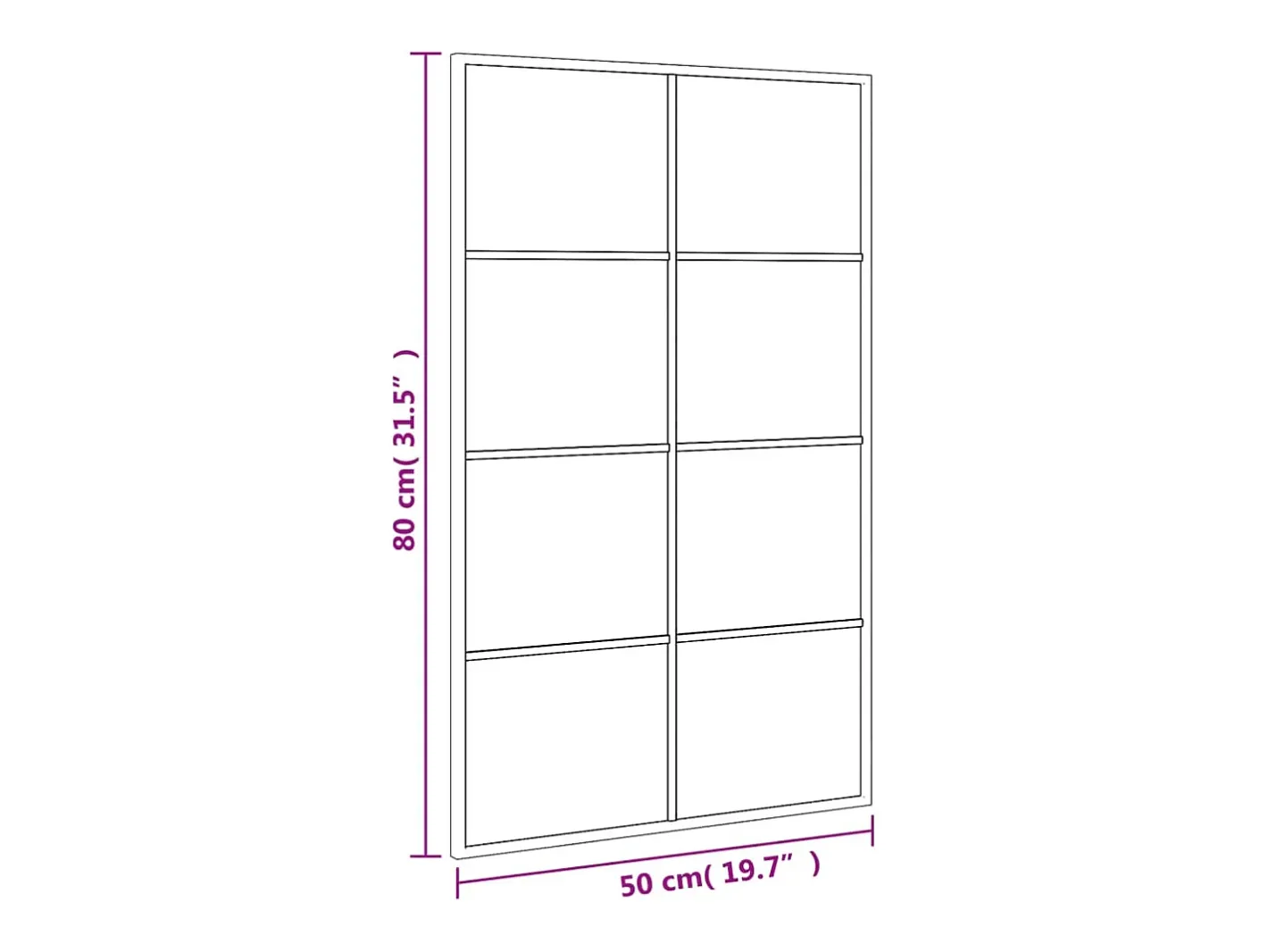 Espejo De Pared|Espejo-Espejo de pared 50x80 cm rectangular hierro Negro