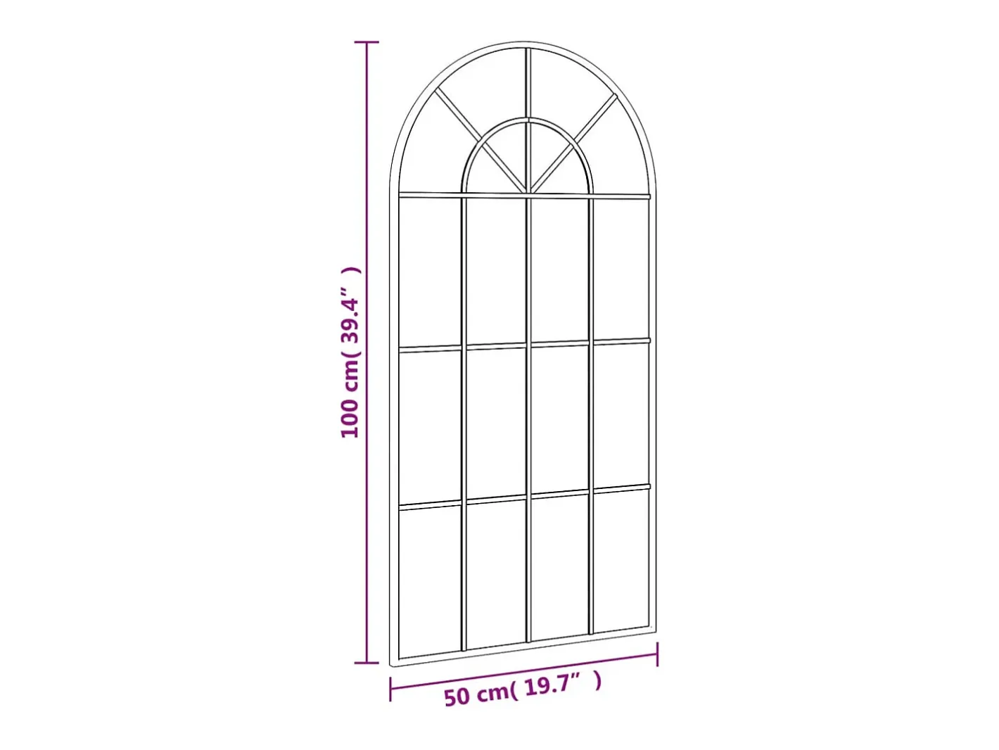 Espejo de pared 50x100 cm arco de hierro Negro New