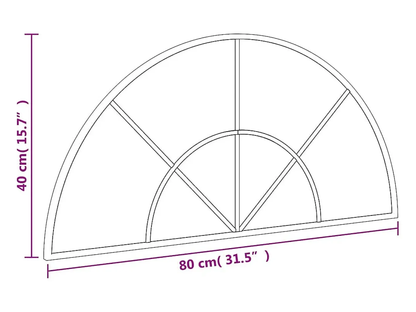 Sale Espejo de pared 80x40 cm arco de hierro Negro