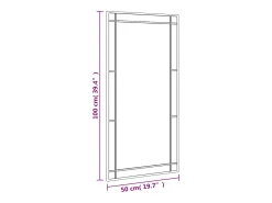 Hot Espejo de pared 50x100 cm rectangular hierro Negro