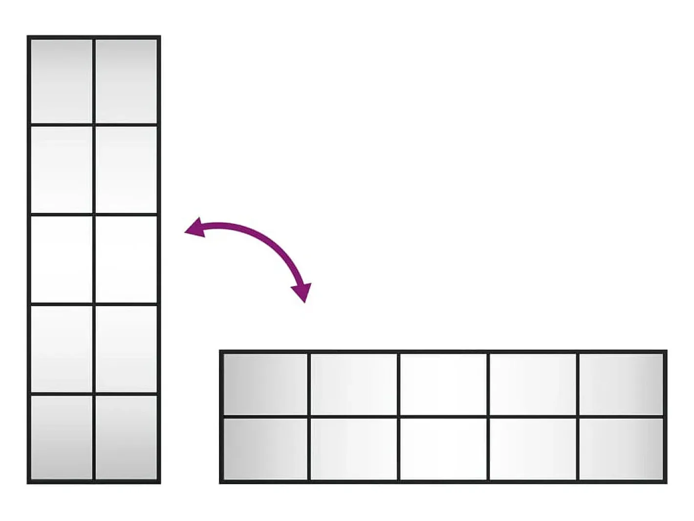 Espejo de pared 30x100 cm rectangular hierro Negro Best