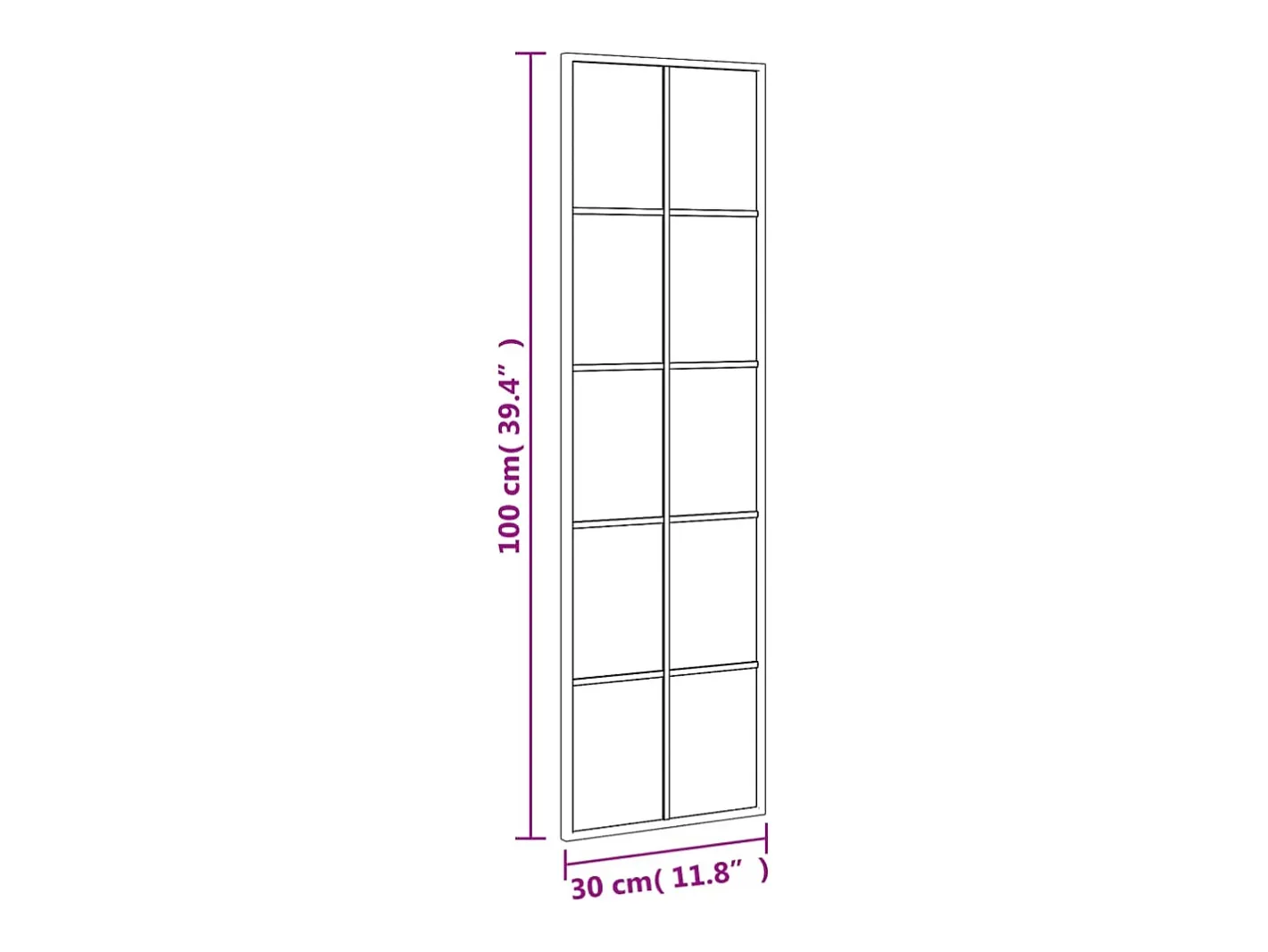 Espejo de pared 30x100 cm rectangular hierro Negro Best