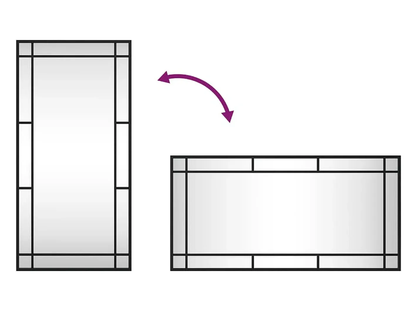 Espejo De Pared|Espejo-Espejo de pared 40x80 cm rectangular hierro Negro
