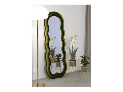 Espejo de pared o de pie diseño ondulado en terciopelo 60x160cm Miki - oscuro Verde Hot