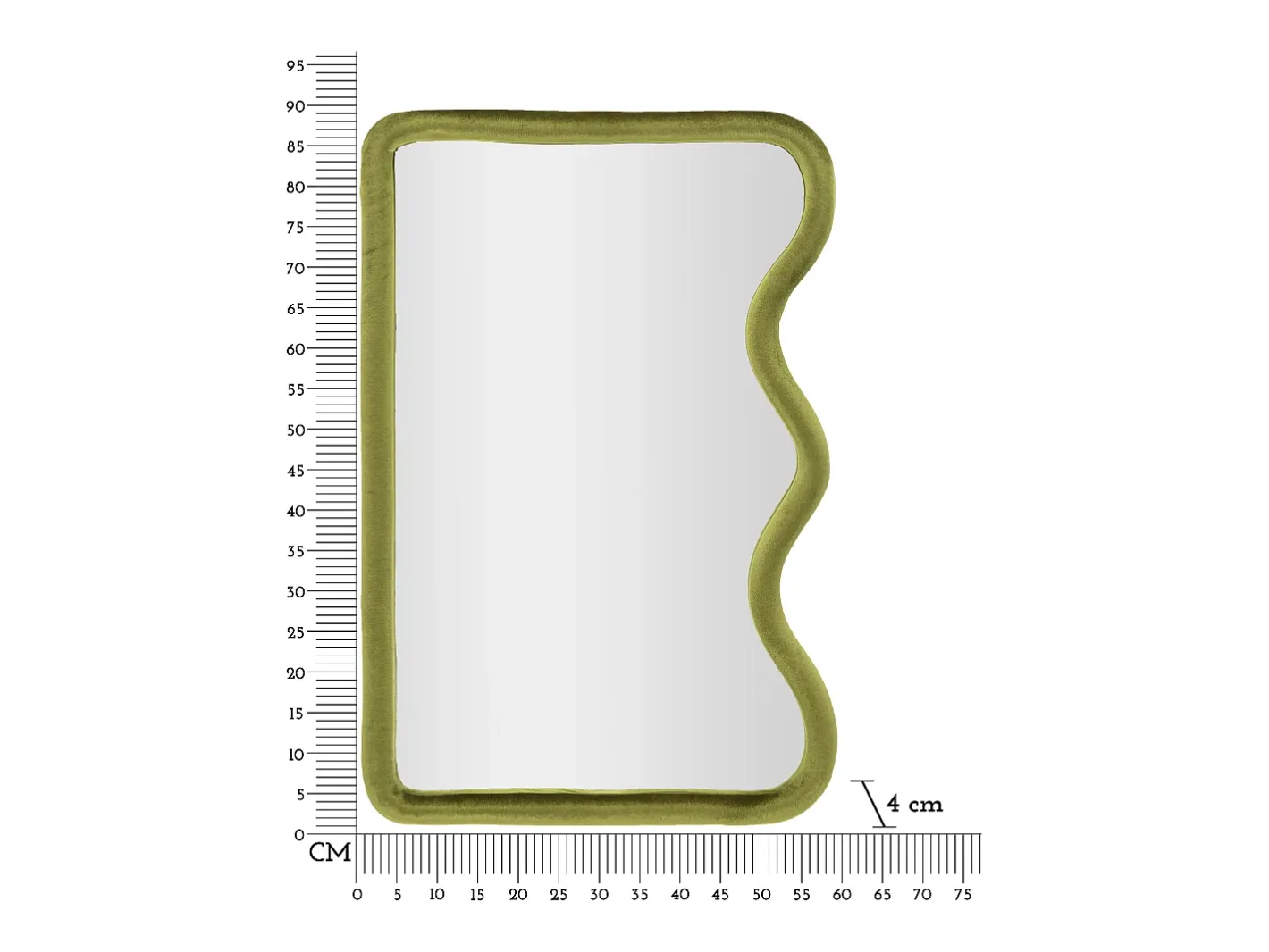 Espejo de pared o de pie en terciopelo ondulado lateral 60x90cm Tod Verde Discount
