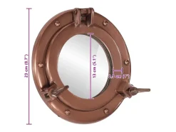 Espejo de pared ojo de buey Ø23 cm aluminio y cristal Marru00f3n Online