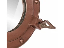 Espejo de pared ojo de buey Ø23 cm aluminio y cristal Marru00f3n Online