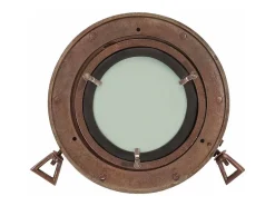Espejo de pared ojo de buey Ø23 cm aluminio y cristal Marru00f3n Online