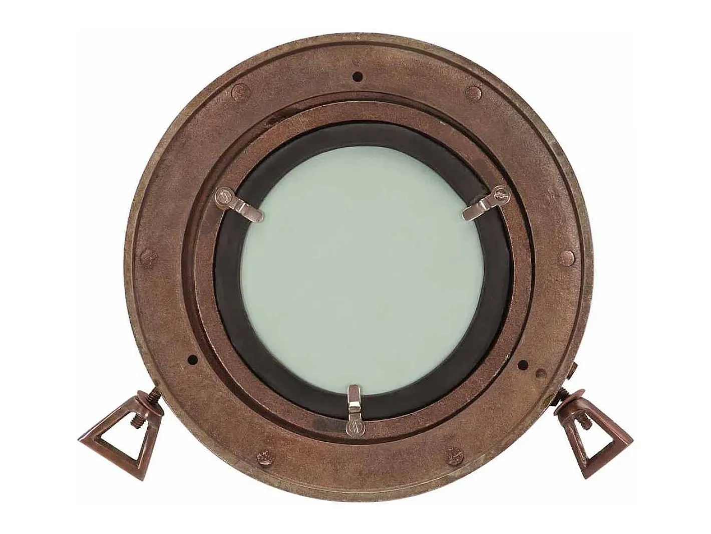 Espejo de pared ojo de buey Ø23 cm aluminio y cristal Marru00f3n Online