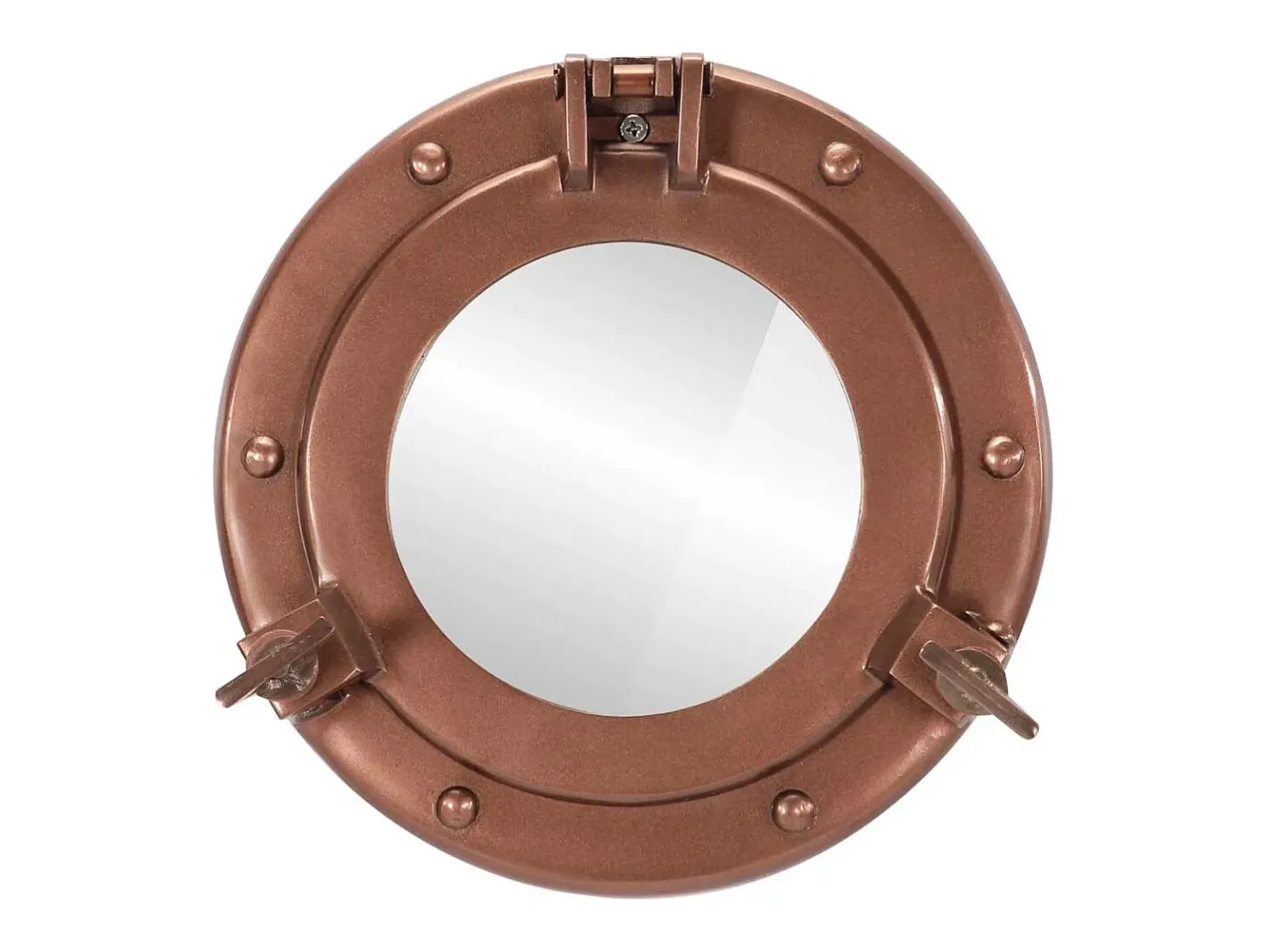 Espejo de pared ojo de buey Ø23 cm aluminio y cristal Marru00f3n Online