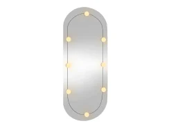 Espejo De Pared|Espejo-Espejo de pared ovalado con luces LED vidrio 45x100 cm ES801841 Plateado