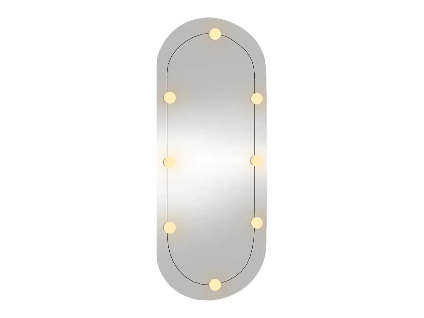 Espejo De Pared|Espejo-Espejo de pared ovalado con luces LED vidrio 45x100 cm ES801841 Plateado
