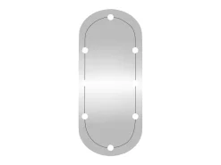 Espejo De Pared|Espejo-Espejo de pared ovalado con luces LED vidrio 45x100 cm ES801841 Plateado