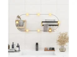 Espejo De Pared|Espejo-Espejo de pared ovalado con luces LED vidrio 35x80 cm ES608850 Plateado