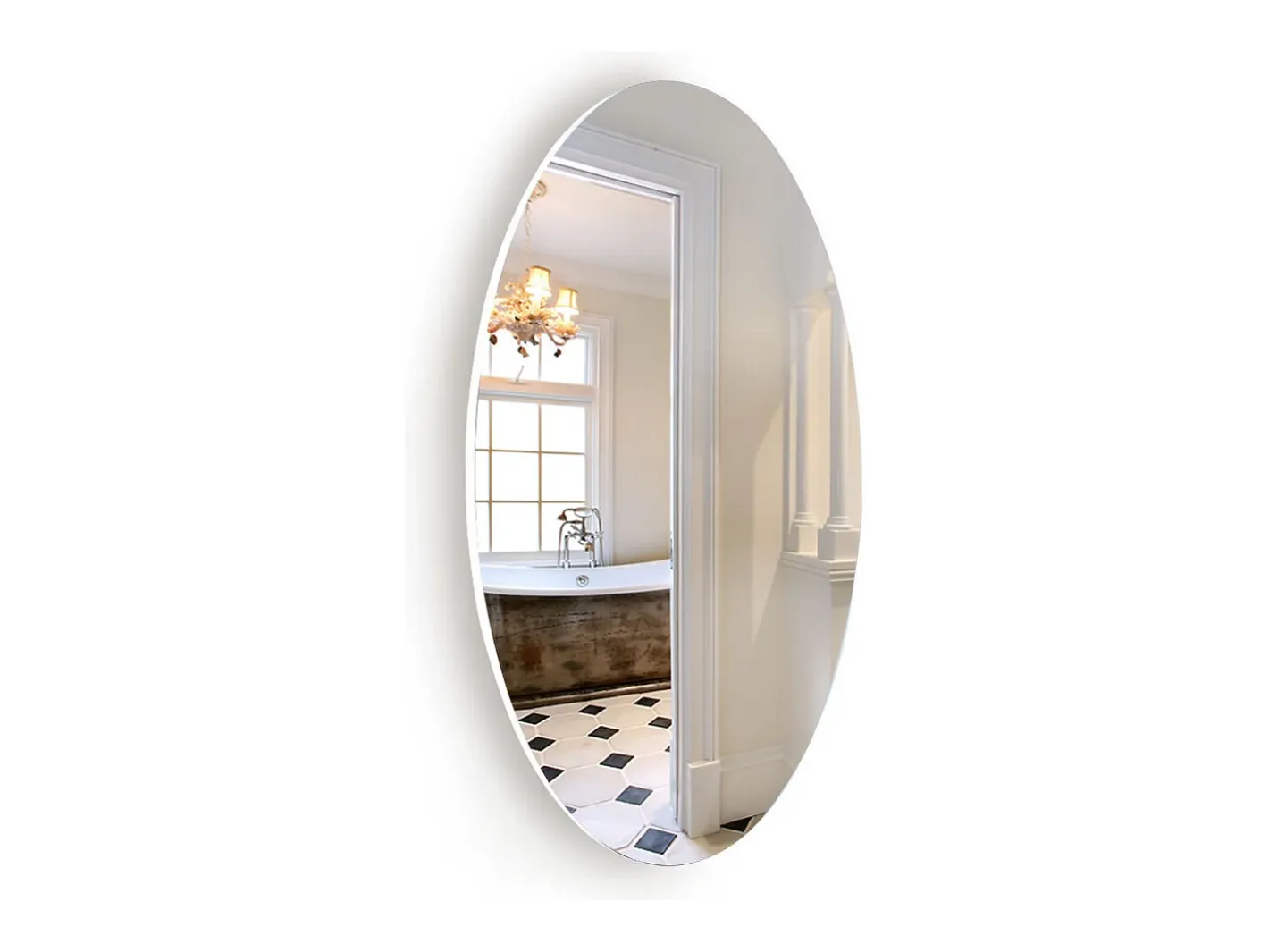 Best Espejo de pared ovalado sin marco, diseño moderno, para baño o dormitorio, 64 x 37 cm Blanco