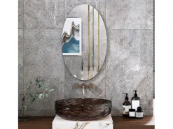 Best Espejo de pared ovalado sin marco, diseño moderno, para baño o dormitorio, 64 x 37 cm Blanco