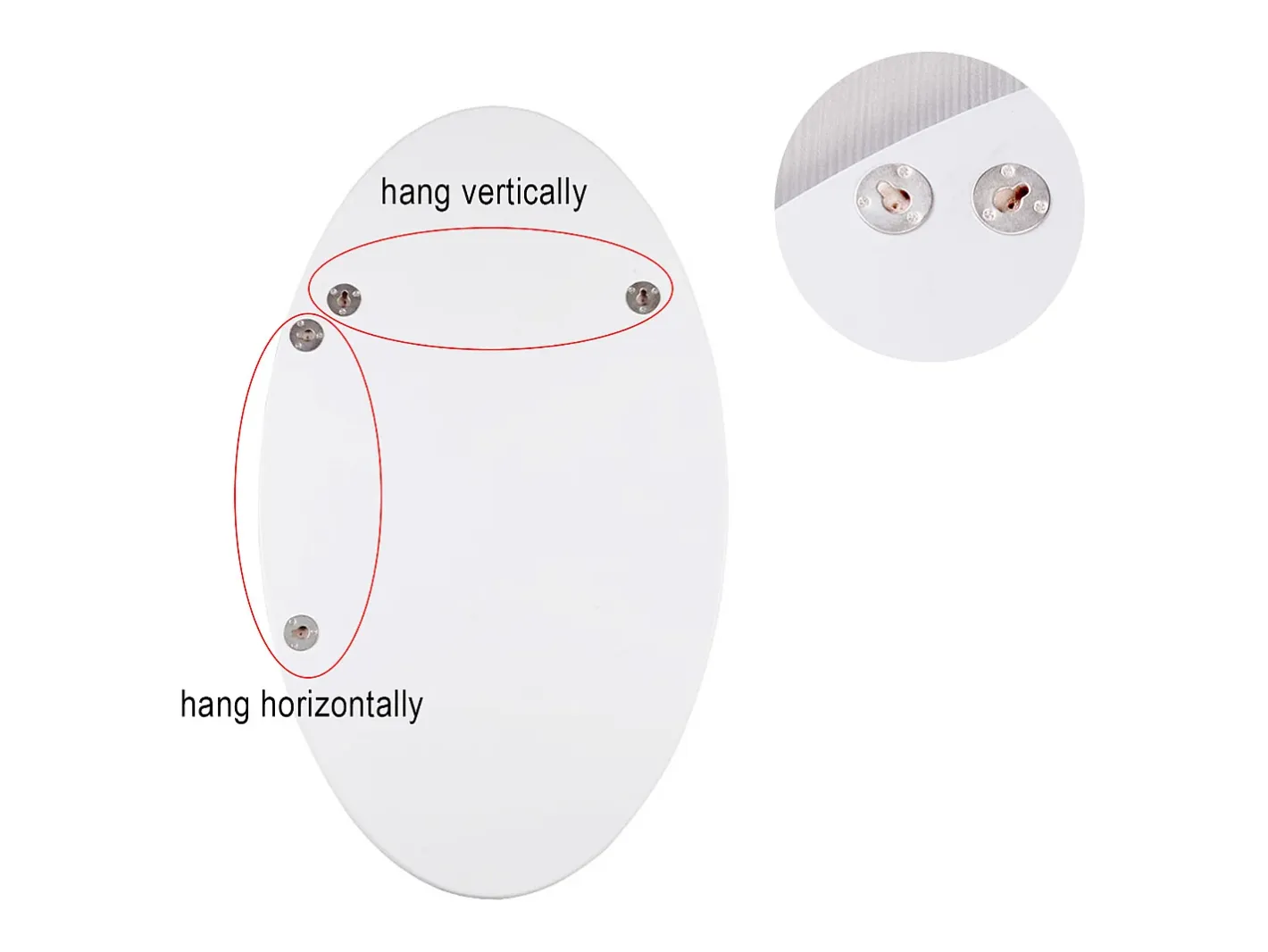 Best Espejo de pared ovalado sin marco, diseño moderno, para baño o dormitorio, 64 x 37 cm Blanco