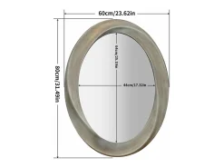 Fativo Espejo de pared ovalado vintage para sala de estar - 60 x 80 cm Espejo con marco dorado para decoración de pared 80 x 60 cm Marru00f3n Sale