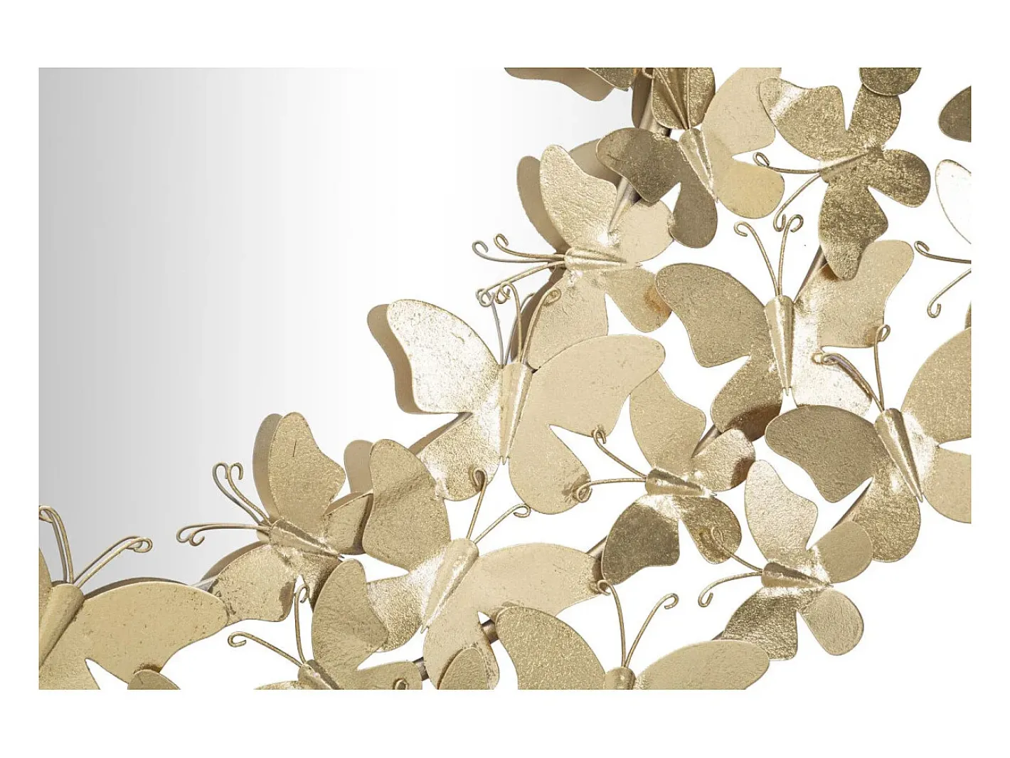 Espejo de pared redondo con mariposas 3D Butterfly Wind Dorado New