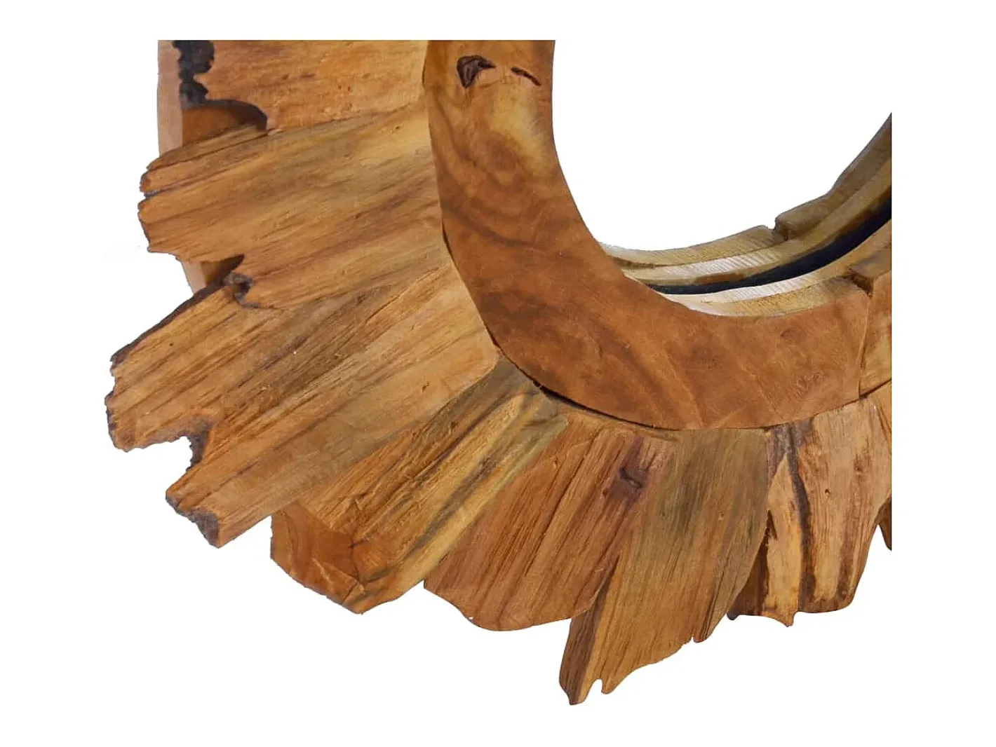 Espejo De Pared|Espejo-Espejo de pared redondo de teca de 40 cm Marru00f3n